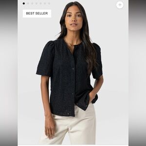 Saint + Sofia US 12 Tabitha Short-Sleeve Blouse, Black